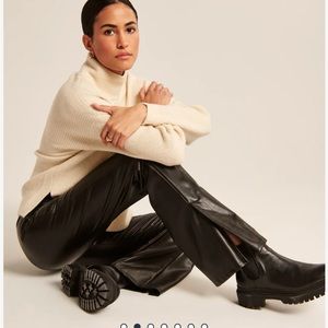 Abercrombie & Fitch Curve Love Split Hem Bootcut  Leather Pants